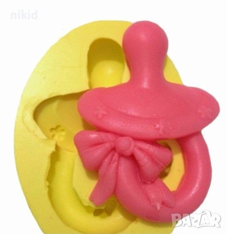 Залъгалка Биберон декориран с пандела силиконов молд форма фондан гипс шоколад, снимка 1