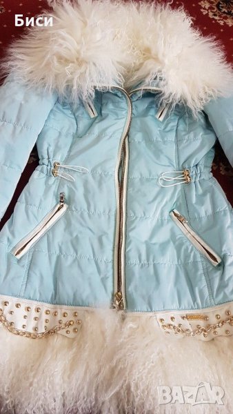 Марково италианско яке,непромокаема материя,естествена кожа,естествен косъм лама, снимка 1