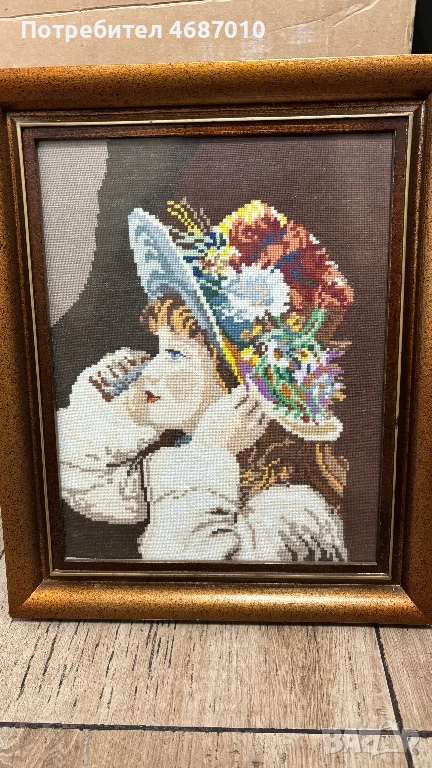 Ръчно изработен гоблен „Момиче с шапка”, снимка 1