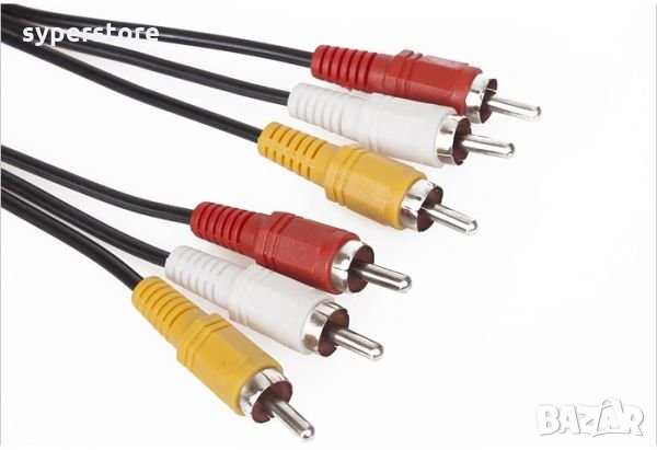 Кабел Три RCA Чинча към Три RCA чинча Мъжки 3м VCom SS001340 Cable 3xRCA-3xRCA M/M, снимка 1