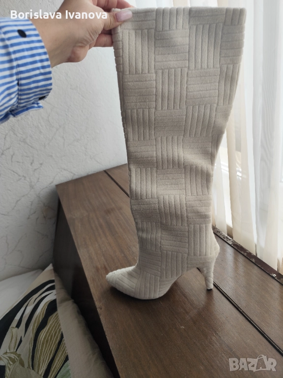 Чисто нови ботуши бели с ток, снимка 1