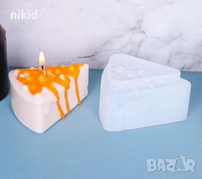 3D триъгълно парче резен торта чийзкейк силиконов молд форма фондан гипс свещ шоколад свещи, снимка 1