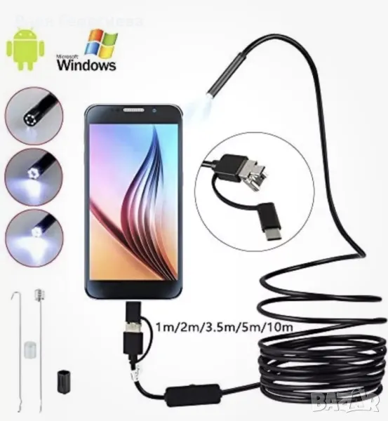 Ендоскопска Водоустойчива камера Wi-fi Ендоскоп HD720P, 3 m, 8 x LED, снимка 1