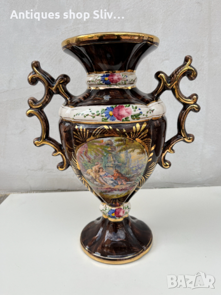 Уникална порцеланова белгийска ваза, H. Bequet Quaregnon. №2268, снимка 1
