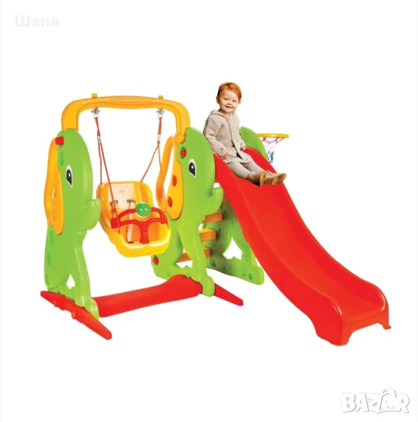 Пързалка с люлка Слонче 06161 червен, снимка 1