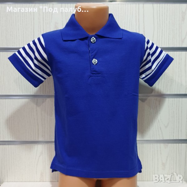 Нова детска спортно-елегантна блуза в синьо с яка, 3-4 години, снимка 1