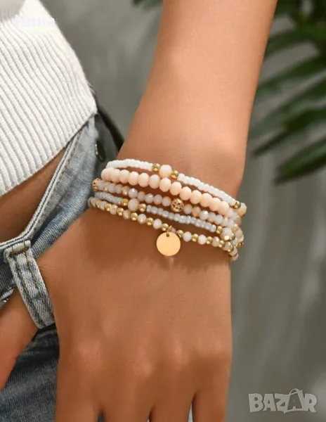 Комплект от 5 бр модни многопластови гривни от оризови мъниста 💎, снимка 1