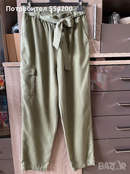 Зелен панталон с висока талия-размер S, снимка 1