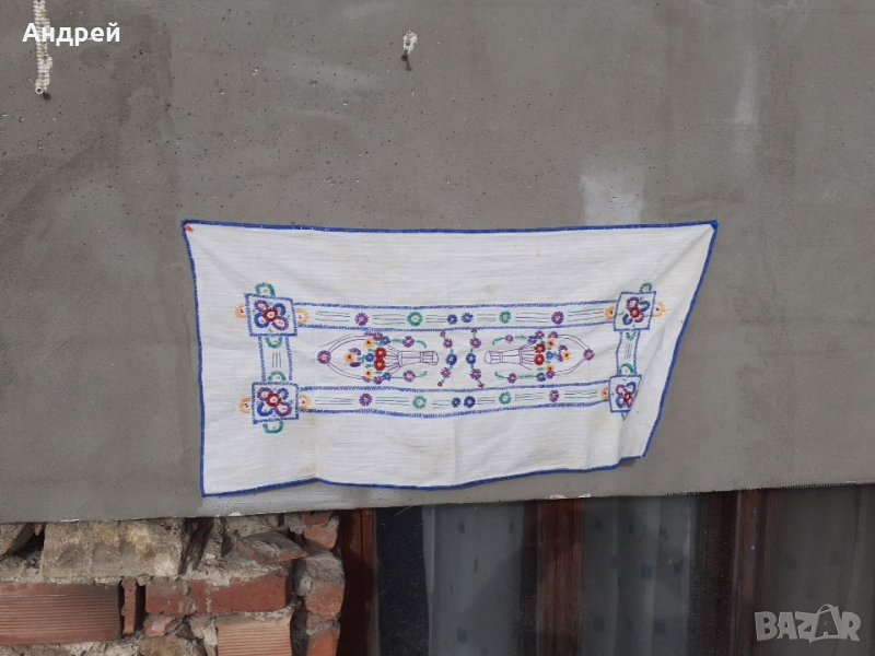Старинен бродиран ковьор,покривка за стена #108, снимка 1