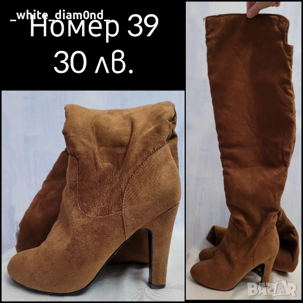 Дамски чизми на ток номер 39, снимка 1