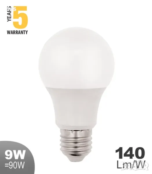 LED крушка 9W А60 6400K VITO E27, снимка 1