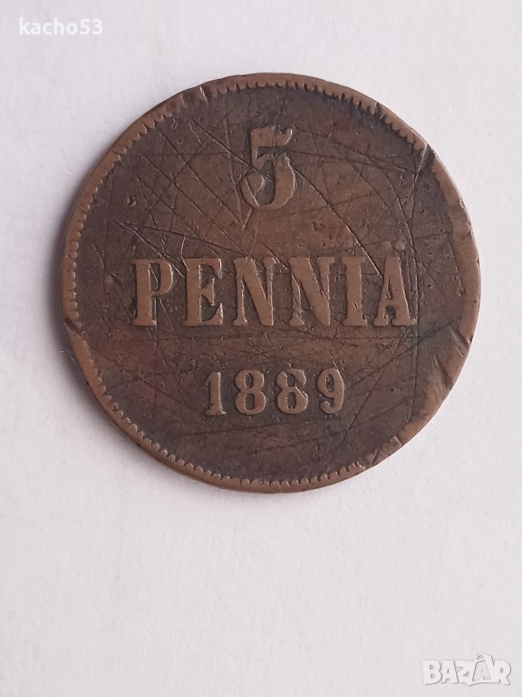 5 пенита 1889 г. Русия за Финландия., снимка 1