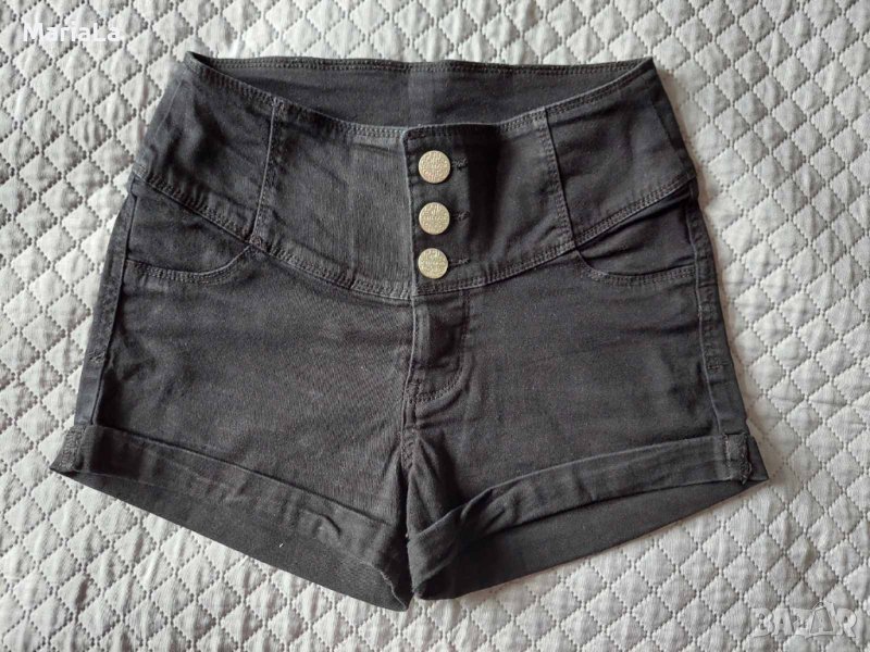 Дамски черни панталонки с висока талия от 98% памук размер XXS, снимка 1