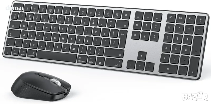 OMOTON Безжична Bluetooth зареждаща се USB клавиатура и мишка за Mac OS, с 3 Bluetooth канала, снимка 1