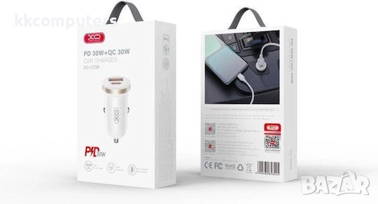12V Зарядно за автомобил Mini XO-CC69 1xUSB-C 30W 1xUSB / Бял / Баркод : 456532, снимка 1
