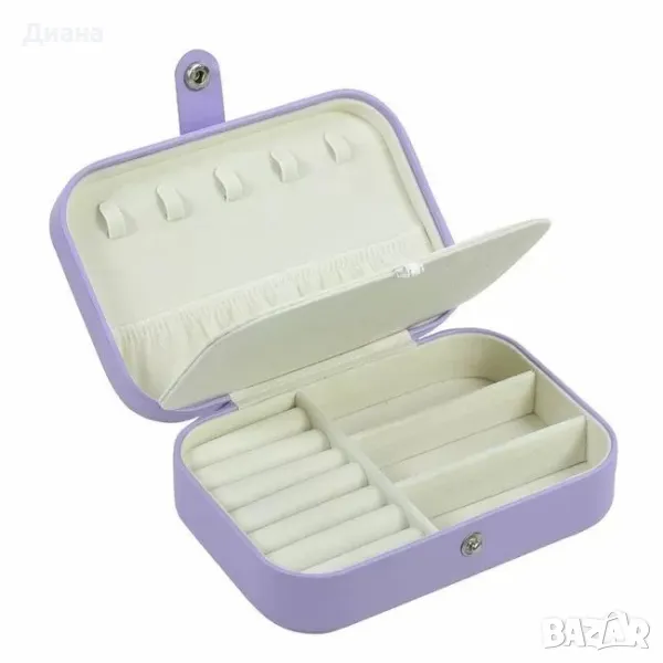 Органайзер за бижута с метално копче за закопчаване в лилав цвят, снимка 1