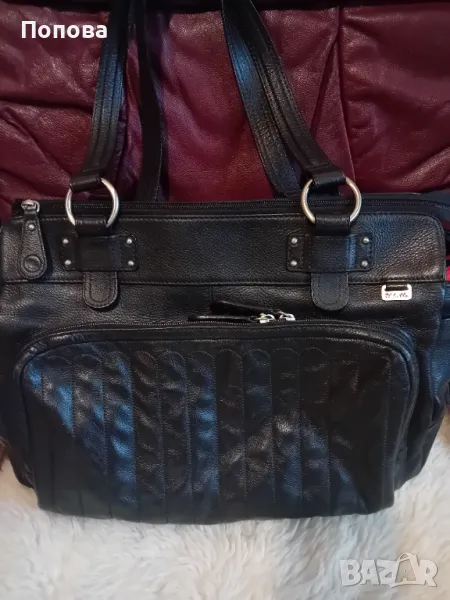 Уникална  голяма маркова чанта естествена кожа с подвижен органайзер , снимка 1