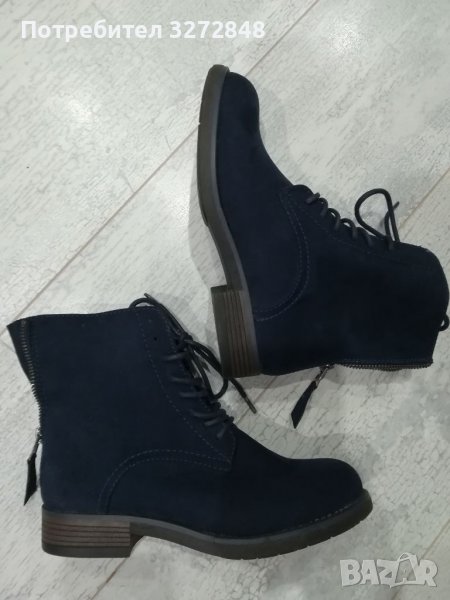 Дамски велурени боти /тъмно сини - N36, снимка 1
