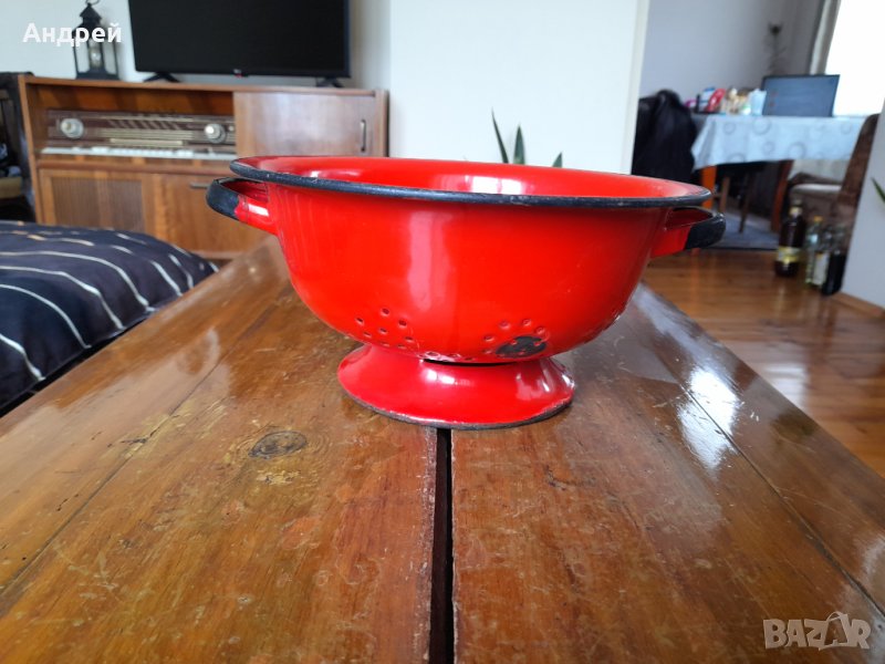 Стара емайлирана цедка,гевгир #11, снимка 1