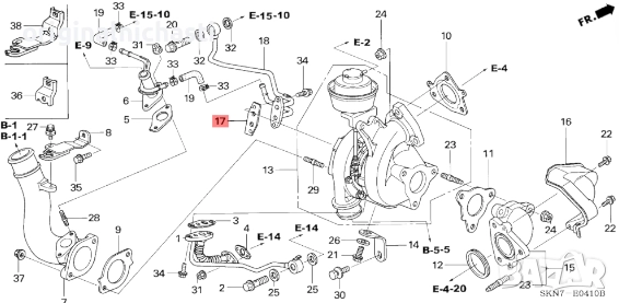 Гарнитура за турбо за ХОНДА АКОРД СИВИК ЦРВ HONDA ACCORD CIVIC CR-V 19524RBDE00 19524-RBD-E00 OEM, снимка 1