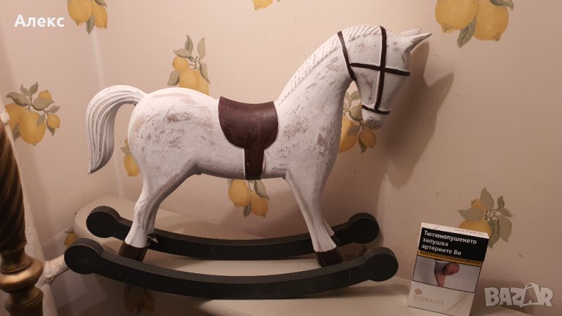 Голям люлеещ дървен кон, Италия, 36см /30см Нов!, снимка 1