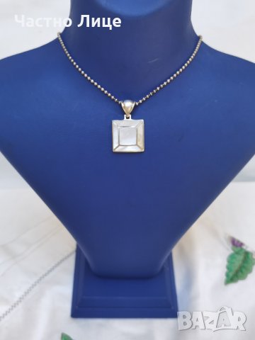 Сребърен Медальон със Седефи, снимка 1 - Колиета, медальони, синджири - 33851273