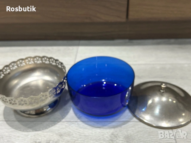 Съветска посребрена бонбониера / захарница  от три части , снимка 5 - Сервизи - 53354819