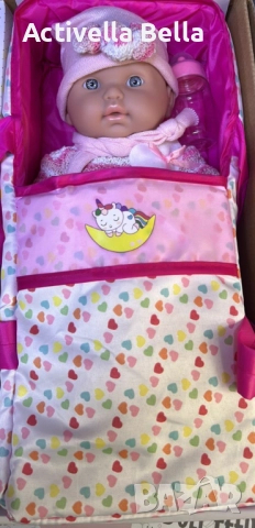 Кукла бебе с пълен комплект – Шише, пижама, легълце и аксесоари - 42 см - НА БЪЛГАРСКИ, снимка 10 - Кукли - 52559992