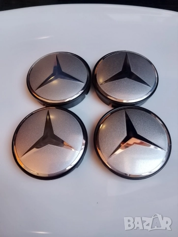 Мерцедес 55/60/52мм алуминиеви капачки / декоративни тапи за джанти сиви , снимка 4 - Аксесоари и консумативи - 44116061