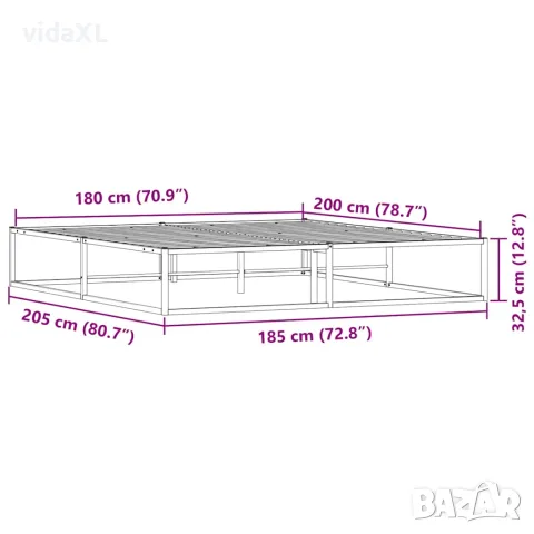 vidaXL Рамка за легло без матрак Бяла 180x200 cm Метал, снимка 8 - Спални и легла - 56147556