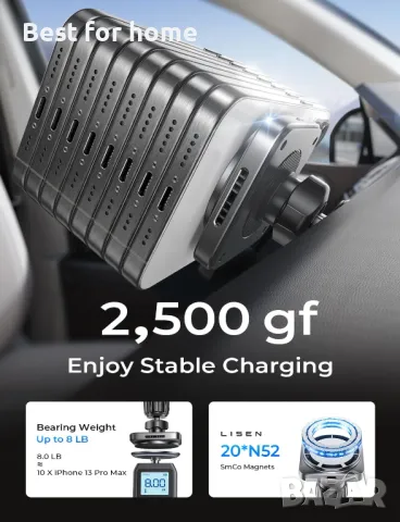 Магнитно бързо зарядно/ стойка за телефон от М6 15W , снимка 10 - Зарядни за кола - 48821616