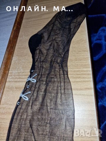 ЧОРАПОГАЩНИК С РЪБ POMPEA В ЧЕРНО И бродерия с камъчета , снимка 4 - Бельо - 38578321