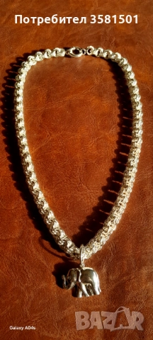 165/Сребърен Синджир със Висулка Слонче-95грама.🇧🇬, снимка 3 - Колиета, медальони, синджири - 52488997