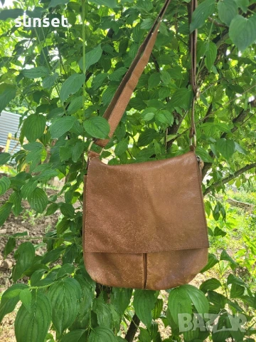 ЕСТЕСТВЕНА кожа мъжка кафява чанта с джобчета Don Donna