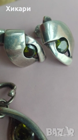 Сребърен комплект с Аквамарин/Сребърен комплект с Оливин, снимка 17 - Бижутерийни комплекти - 51743177