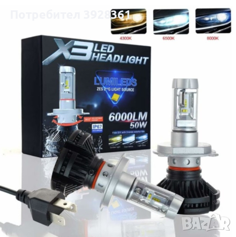 LED крушки за фарове Led Kapp X3 6000LM, H7, 25w , 12/24V, снимка 5 - Аксесоари и консумативи - 44632862