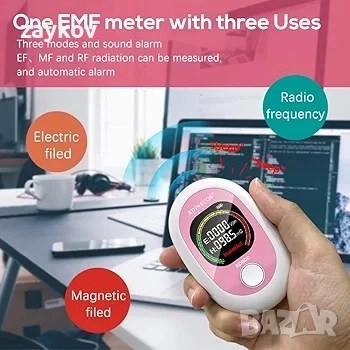 ЕМП измервател, акумулаторен детектор за електромагнитно полево излъчване с цветен дисплей, снимка 3 - Друга електроника - 52178863