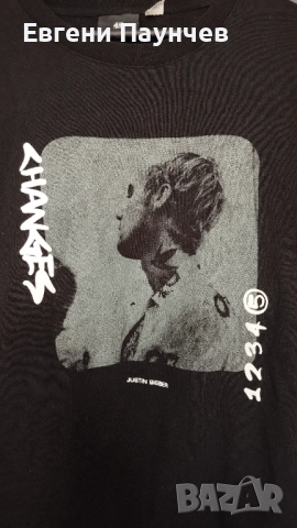 H&M x Justin Bieber ватирана фланелка размер L в черно Sweatshirt Chamges суичър , снимка 2 - Суичъри - 51515058