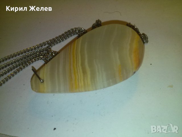 КРАСИВ ОРФЕЕВ АХАТ ШЛИФОВАН ПОЛИРАН МЕДАЛЬОН 93441, снимка 6 - Колиета, медальони, синджири - 29815065