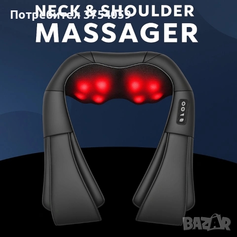Електрически шиацу масажор за шия, рамене, гръб и тяло, снимка 3 - Масажори - 53179624