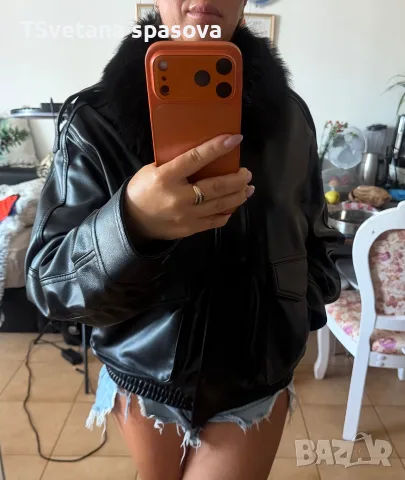 кожено бомбър яке Нов zara, снимка 7 - Якета - 55747627