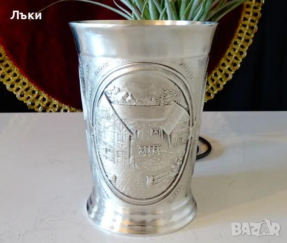 Чаша,халба от калай Жътва,200 мл., снимка 4 - Антикварни и старинни предмети - 48549247