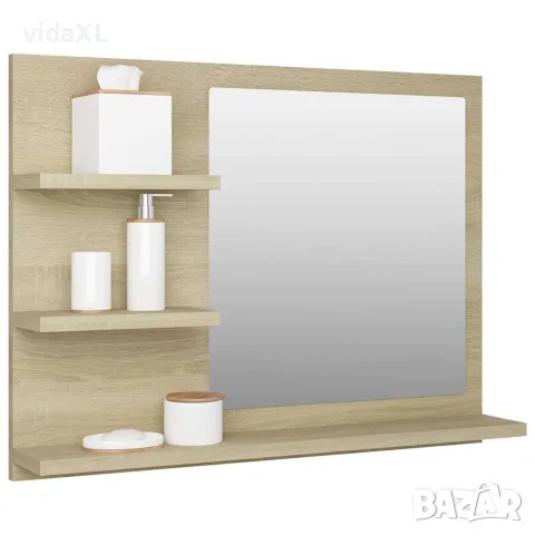 vidaXL Огледало за баня, дъб сонома, 60x10,5x45 см, инженерно дърво, снимка 3 - Огледала - 56147851