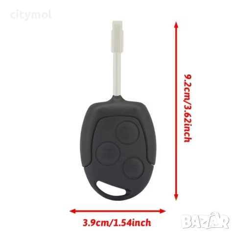 Kлюч FORD с платка и транспондер с 3 бутона и острие за Mondeo, Fiesta, Focus, Transit, Connect KA , снимка 4 - Аксесоари и консумативи - 52649761
