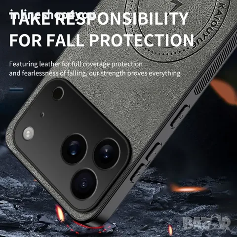 Стилен MagSafe Кейс за Apple iPhone 18 Pro - Кафяв, снимка 4 - Калъфи, кейсове - 56534719
