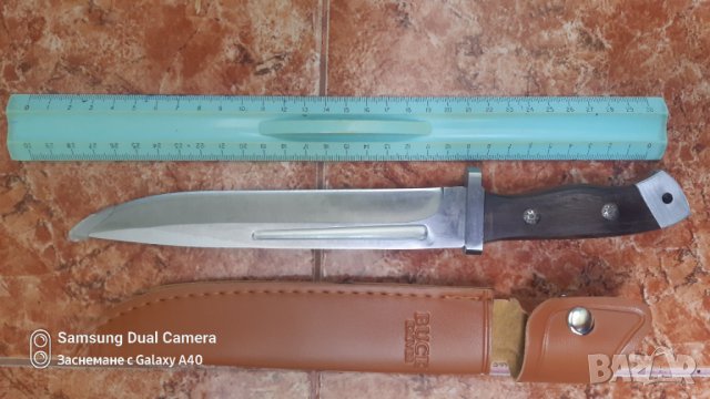 Нож за лов, дървена дръжка 58HRC с кожена кания, снимка 3 - Ножове - 34226823