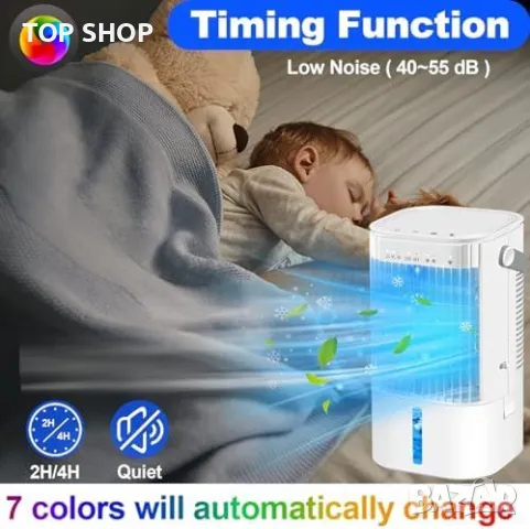 Нов Компактен охладител с овлажнител и 3 скорости за дом и офис климатик, снимка 3 - Климатици - 49498214