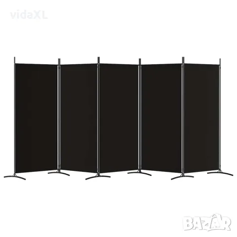 vidaXL Параван за стая, 5 панела, черен, 433x180 см, плат, снимка 4 - Паравани - 56147211