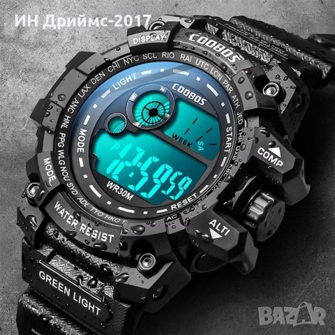 Coobos спортен LCD ВОДОУСТОЙЧИВ часовник LED подсветка, снимка 2 - Мъжки - 36775342