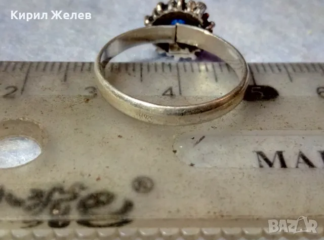 ПРЕКРАСЕН СКЪПОЦЕНЕН СРЕБЪРЕН ПРЪСТЕН СРЕБРО 925 с ФАСЕТИРАН СИН ЦИРКОН МАЙСТОРСКА ФИНА РАБОТА 33141, снимка 7 - Пръстени - 48901625